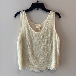 Lucy & Laurel Cream Blouse With Decorative Beading